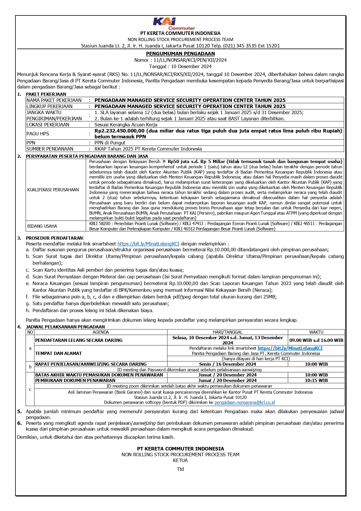 2 pengumuman 11 managed service security operation center tahun 2025 page 0001